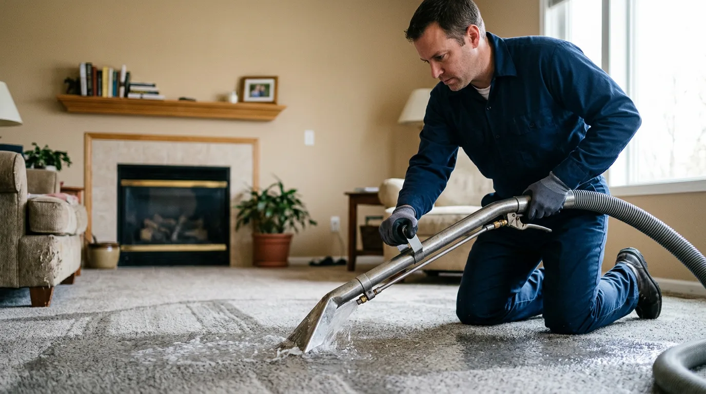 Water damage restoration technician working near Reisterstown, MD